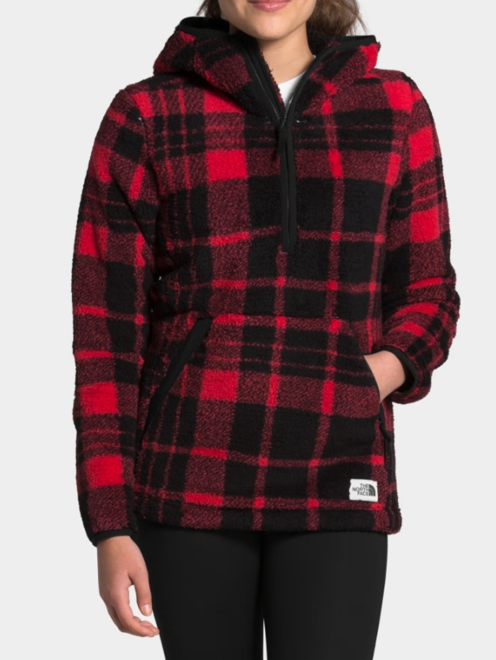 The North Face Campshire 2.0 Red & Black Buffalo Plaid Sherpa Hoodie